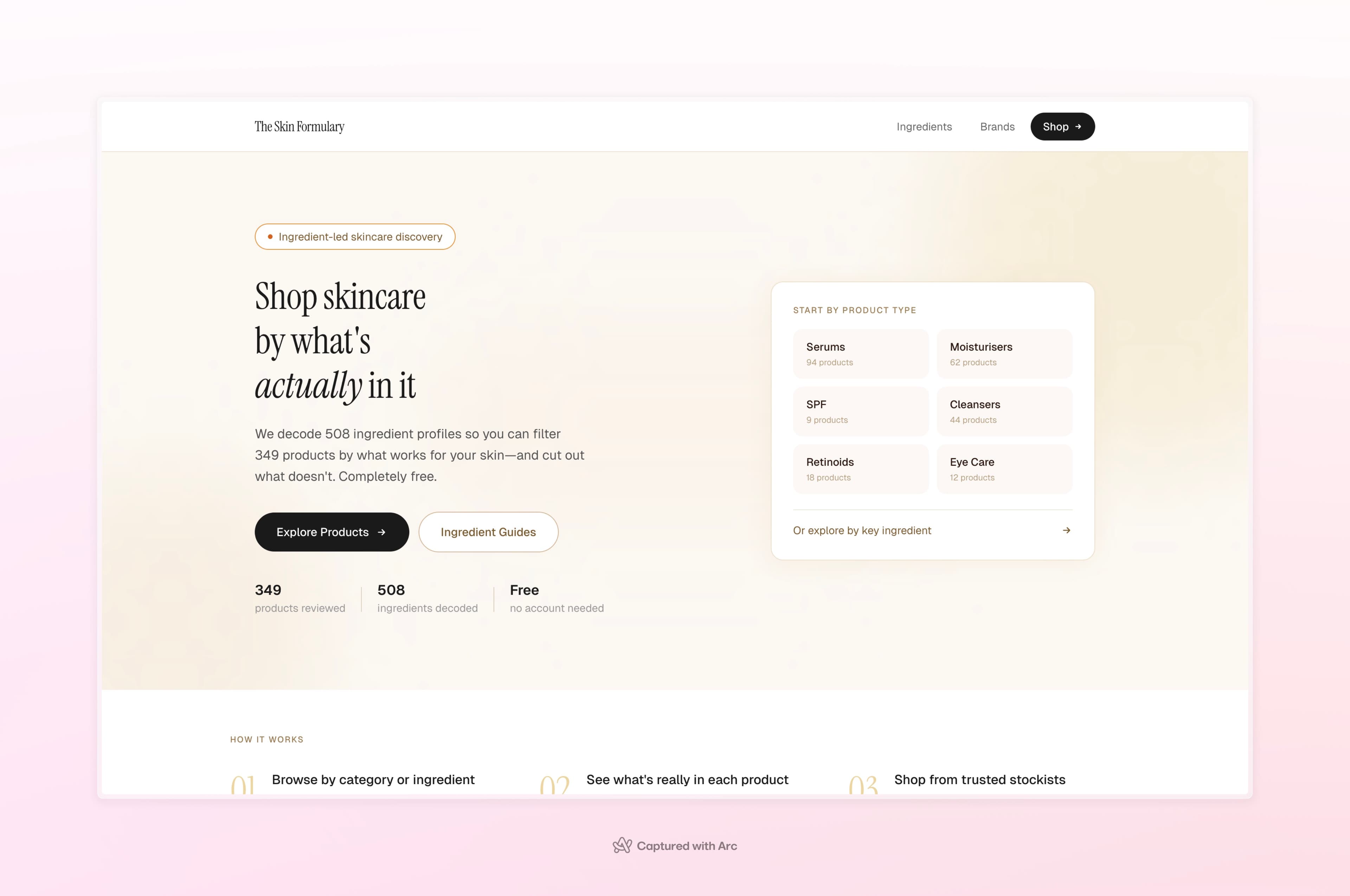 The Skin Formulary — ingredient-first skincare discovery